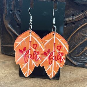 Orange Leaf 'I Love Fall' Earrings
